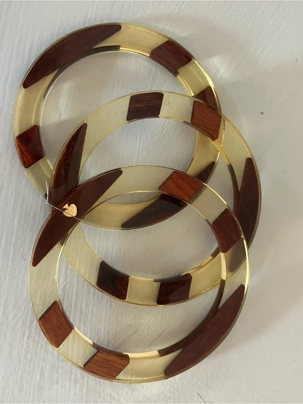 Kate Spade Clear and Wood Bangles set of 3 - Picture 2 of 3